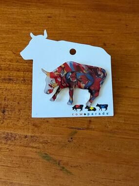 CowParade Colorful Cow Pin Multicolor Art Acrylic Statement Pin Collectable